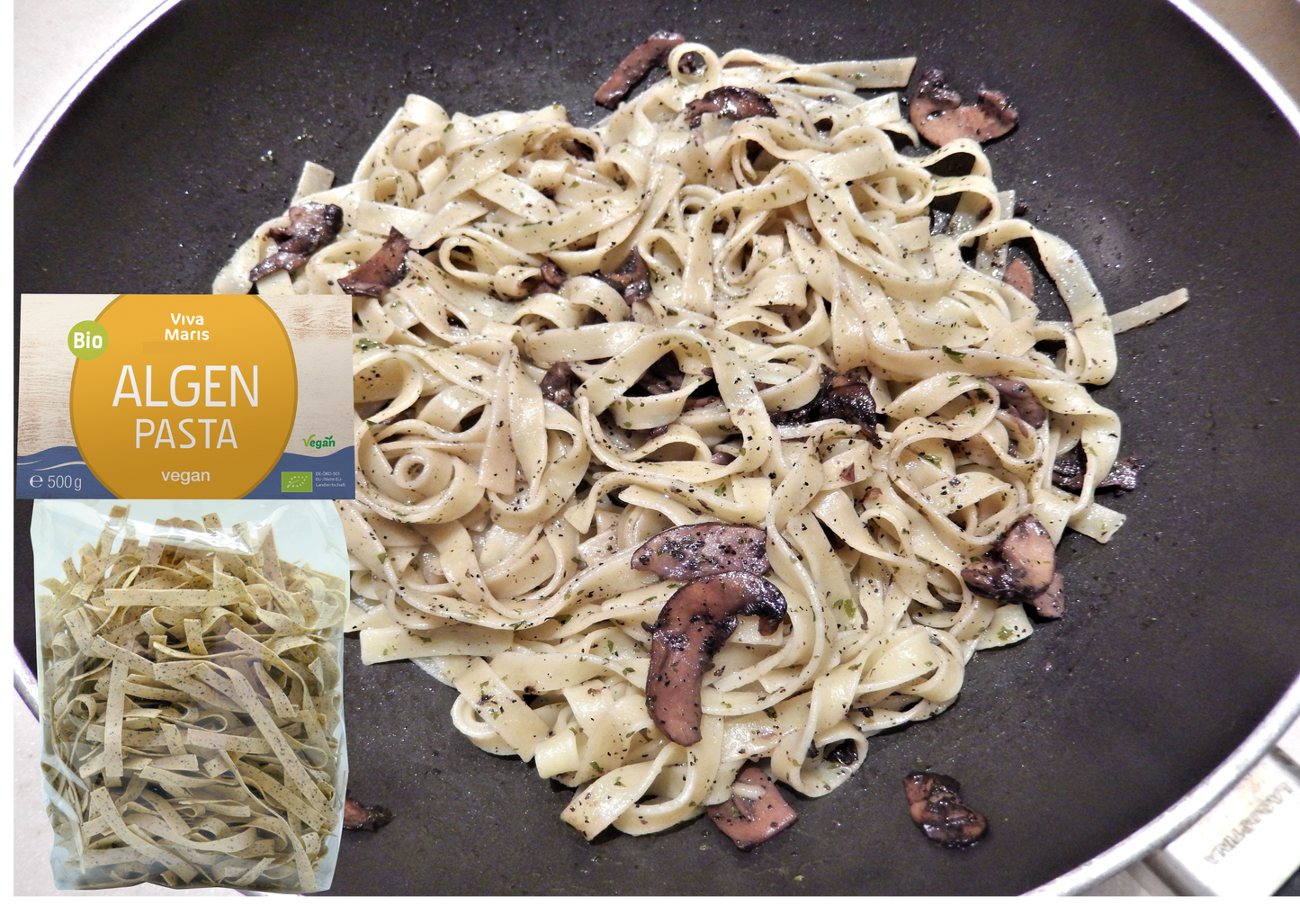 Vorteils-Set 2x die cremige Bio Algen Rahm Sauce á 300ml + 1x Bio Algen Pasta 500g - Spare 36%