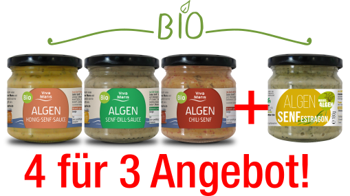 Bio Algen Grill Saucen und Senfe im Glas 4 für 3 Set - Spare 25% - Viva Maris Onlineshop
