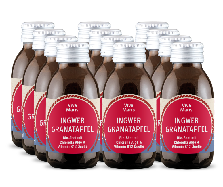 Viva Maris Bio Shot Ingwer/Granatapfel, mit Vitamin B12, 12x100ml - Viva Maris Onlineshop