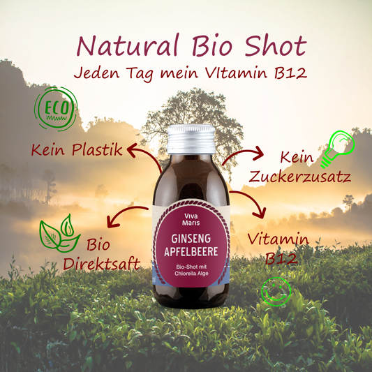 Viva Maris Bio Shot Ginseng/Apfelbeere, mit Vitamin B12, 100ml
