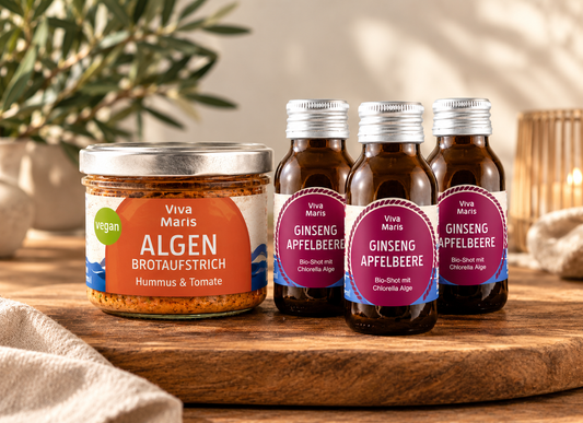 Viva Maris ALGEN Power Set Brotaufstrich Hummus & Tomate & Natural Shot Ginseng-Aronia SPARE 10%