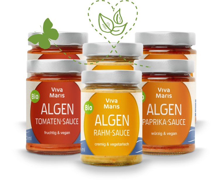 SUPER SET Bio Algen Saucen 2x Paprika, 2x Tomate, 2x Rahm á 300ml - Spare 27% - Viva Maris Onlineshop