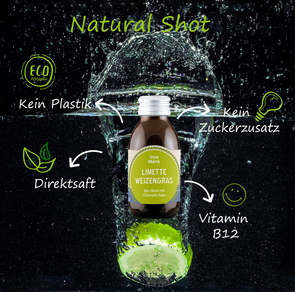 🌱👉Top Winter Deal Viva Maris Bio Shot Limette/Weizengras, mit Vitamin B12, 12x100ml 🌟Spare 16%🌟 - Viva Maris Onlineshop